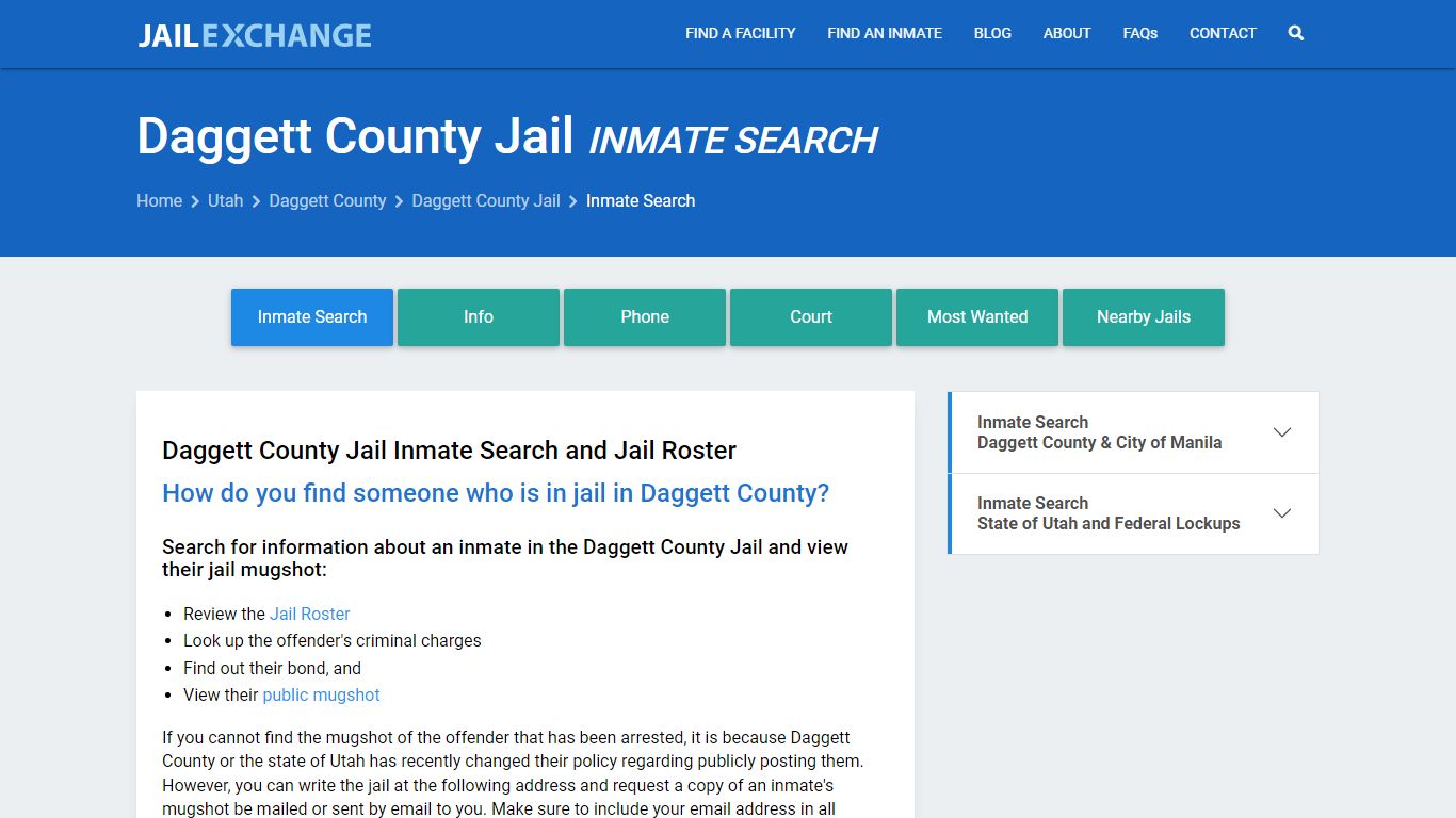 Inmate Search: Roster & Mugshots - Daggett County Jail, UT
